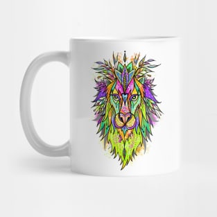 Lion colorful digital art illustration. Mug